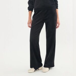 Marine Layer Velour Corduroy Wide leg Pants Womens XL Comfort Pull On Black Pant